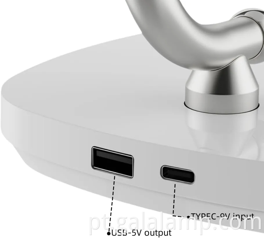 Lâmpada de mesa de LED regulável com carregamento sem fio para o quarto